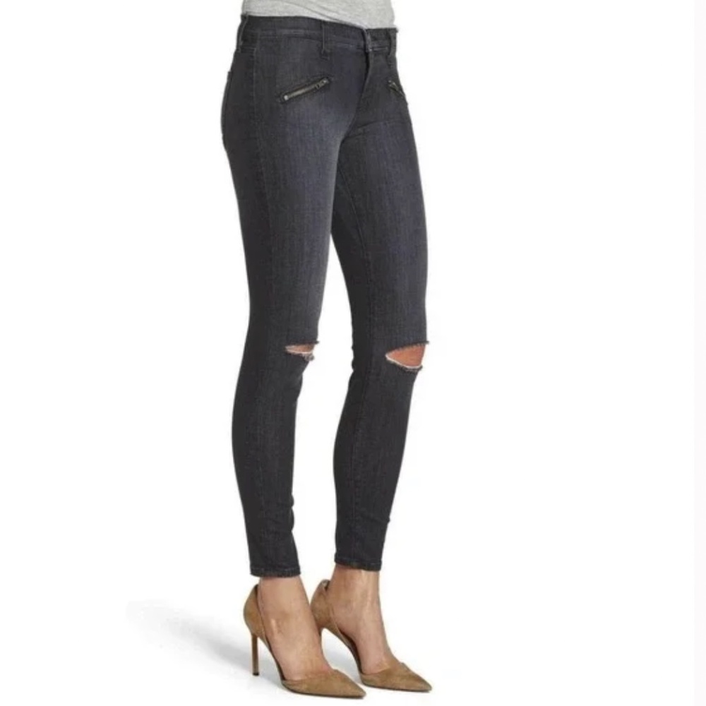 CURRENT/ELLIOTT Moto Stretch Skinny Jeans Faded Black Charcoal Size 25